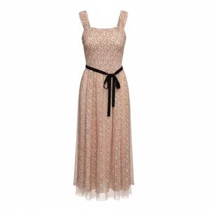 Winter Rose Smocked Maxi Dress with Velvet Belt